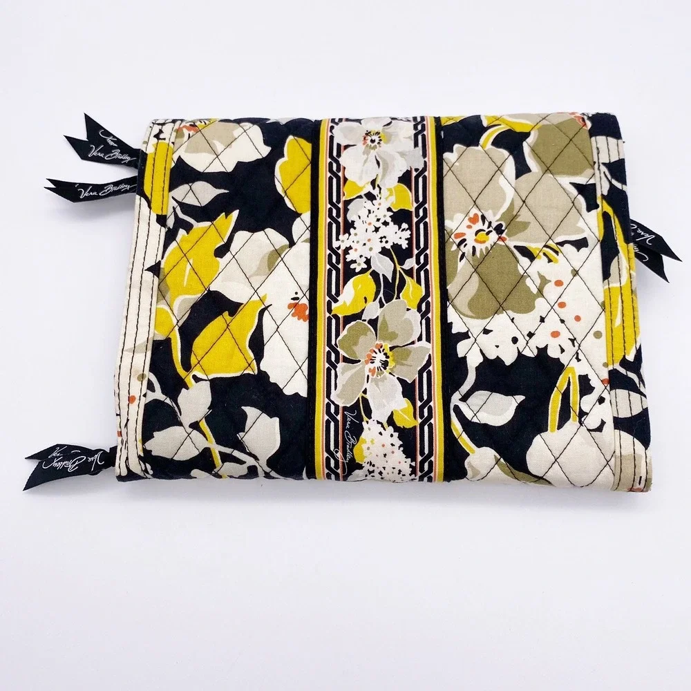 Vera Bradley Floral Folding Travel Toiletry Bag Yellow Black Tan Flower EUC